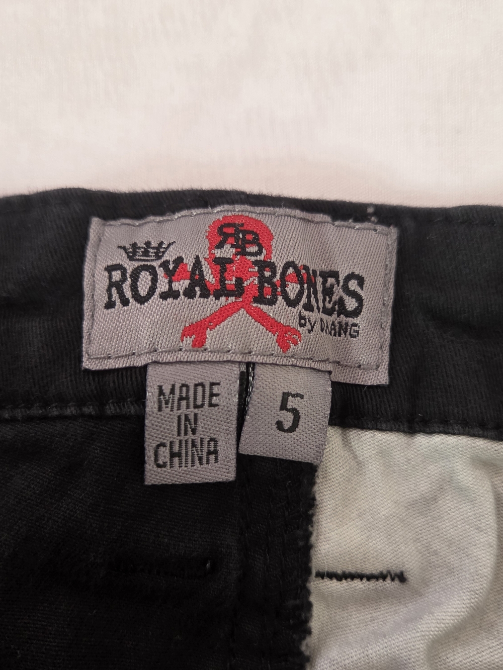 Royal Bones Two-Tone Black and Rose Lace Print Jeans - Picture 5 of 8